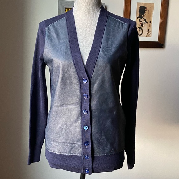 J Crew Collection leather-front cardigan - Picture 5 of 11